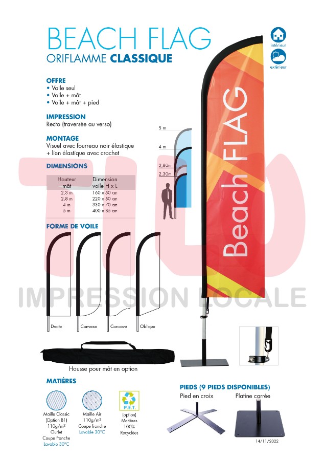 BEACH FLAG TAILLE VARIABLE - Kit PIED-MAT-VOILE