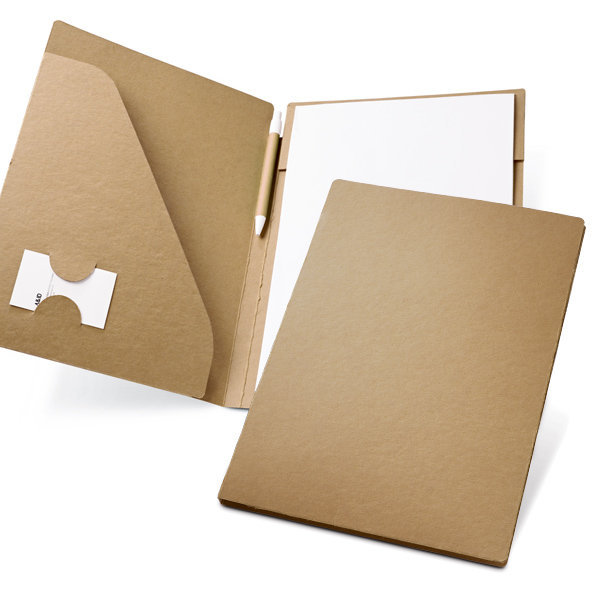 CONFERENCIER A4 CARTON RECYCLE AVEC BLOC PAPIER + STYLO
