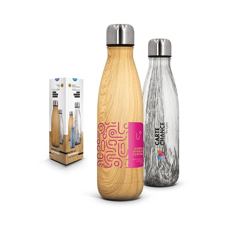 BOUTEILLE 50CL DOUBLE PAROI INOX EFFET BAMBOU