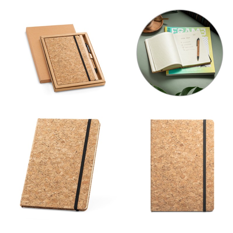 SET BLOC NOTE + STYLO LIEGE