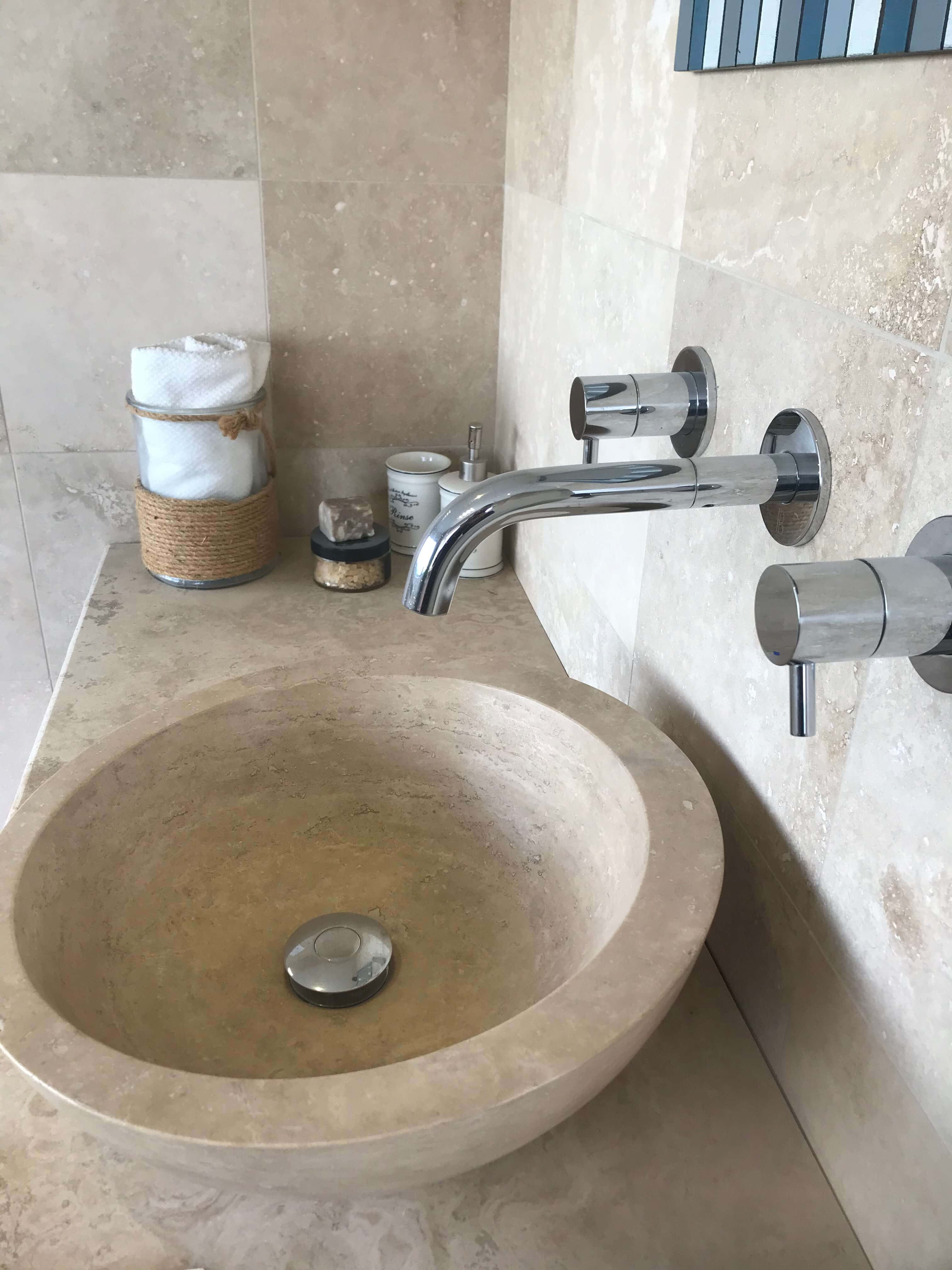 Trendy travertine pedestal sink Travertine Basins Shower Trays Natural Stone Timber