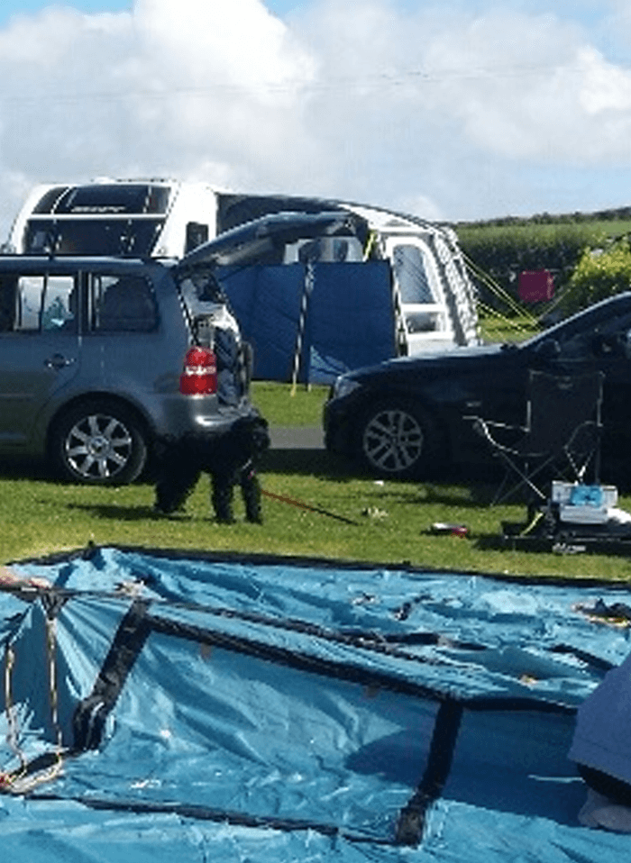 Charlie helps Put Up The Tent