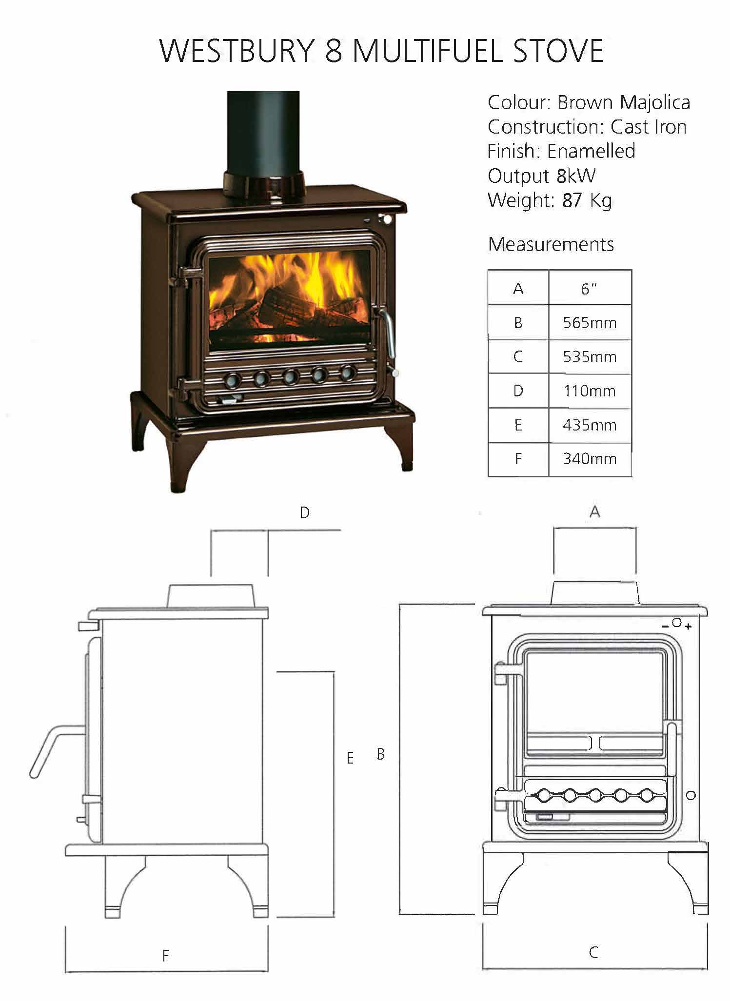 8kw Westbury Enamelled Stove