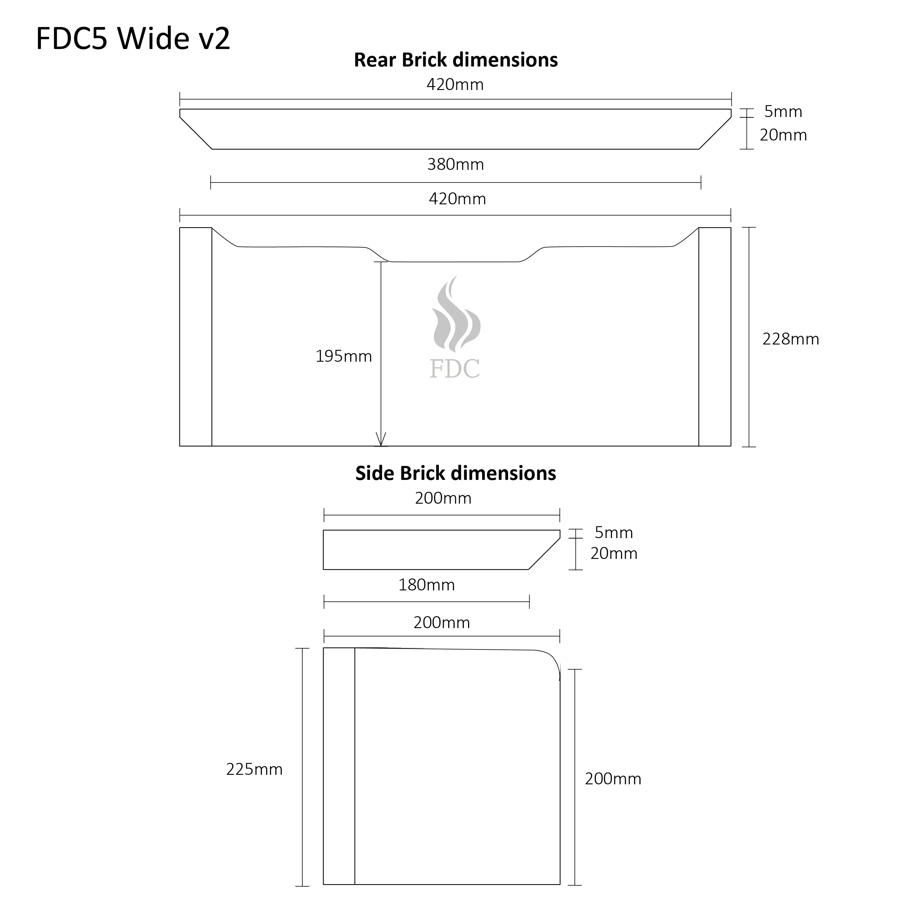 Brick Set - FDC5 Wide Freestanding Stove