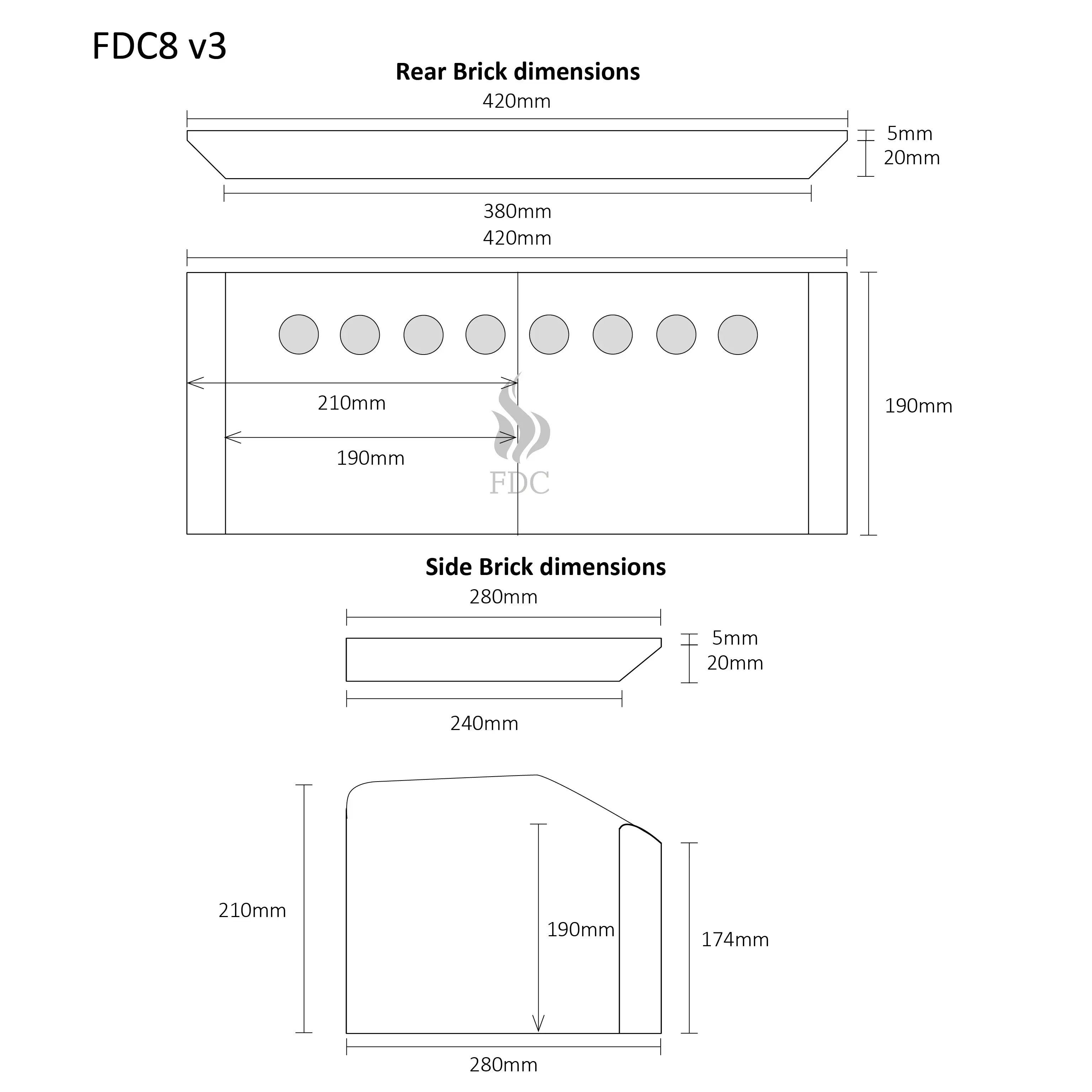 Brick Set - FDC8 Freestanding Stove