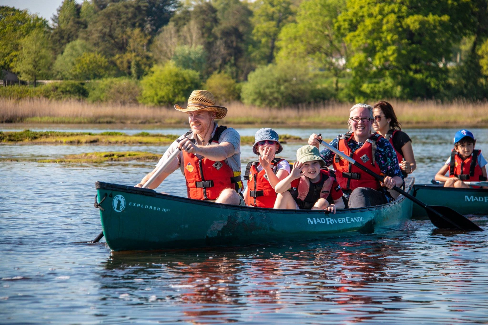 Family Canoeing on the Beaulieu River.