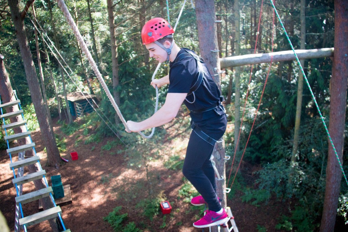 Kids Parties up in the trees on our Ropes Course.