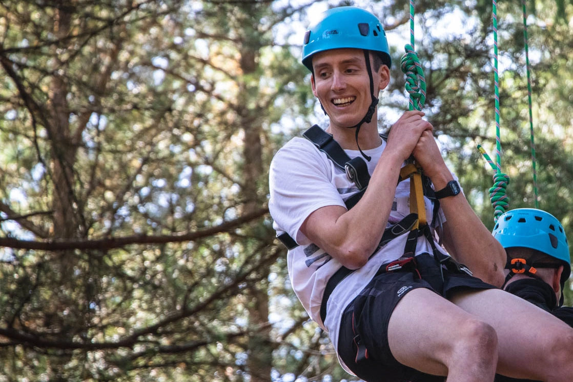 High ropes and team challenges in the woodland at New Forest Activities