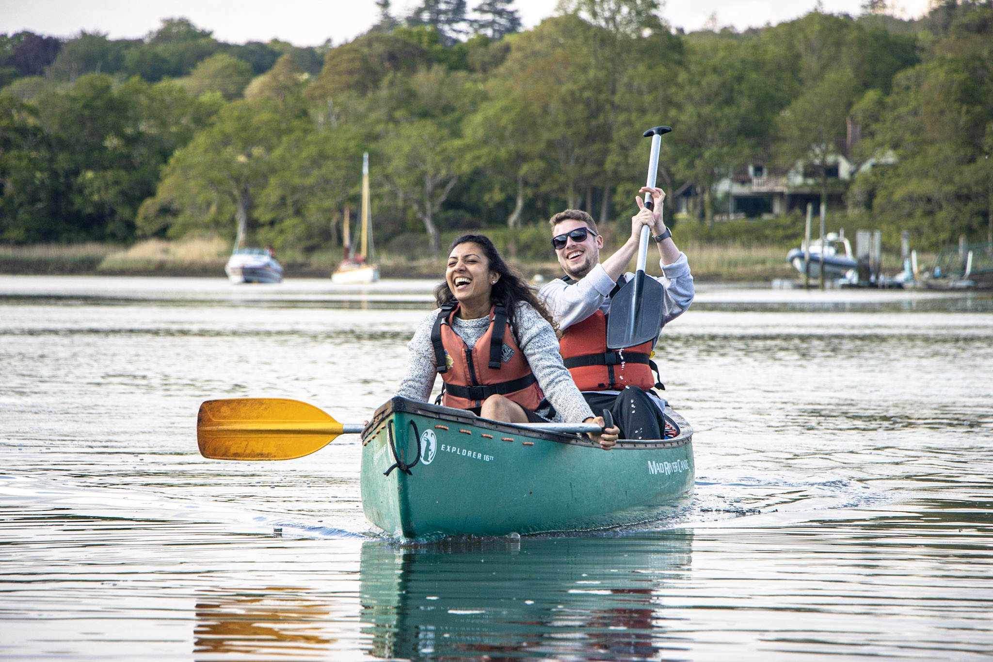 A couple canoeing on the Beaulieu River