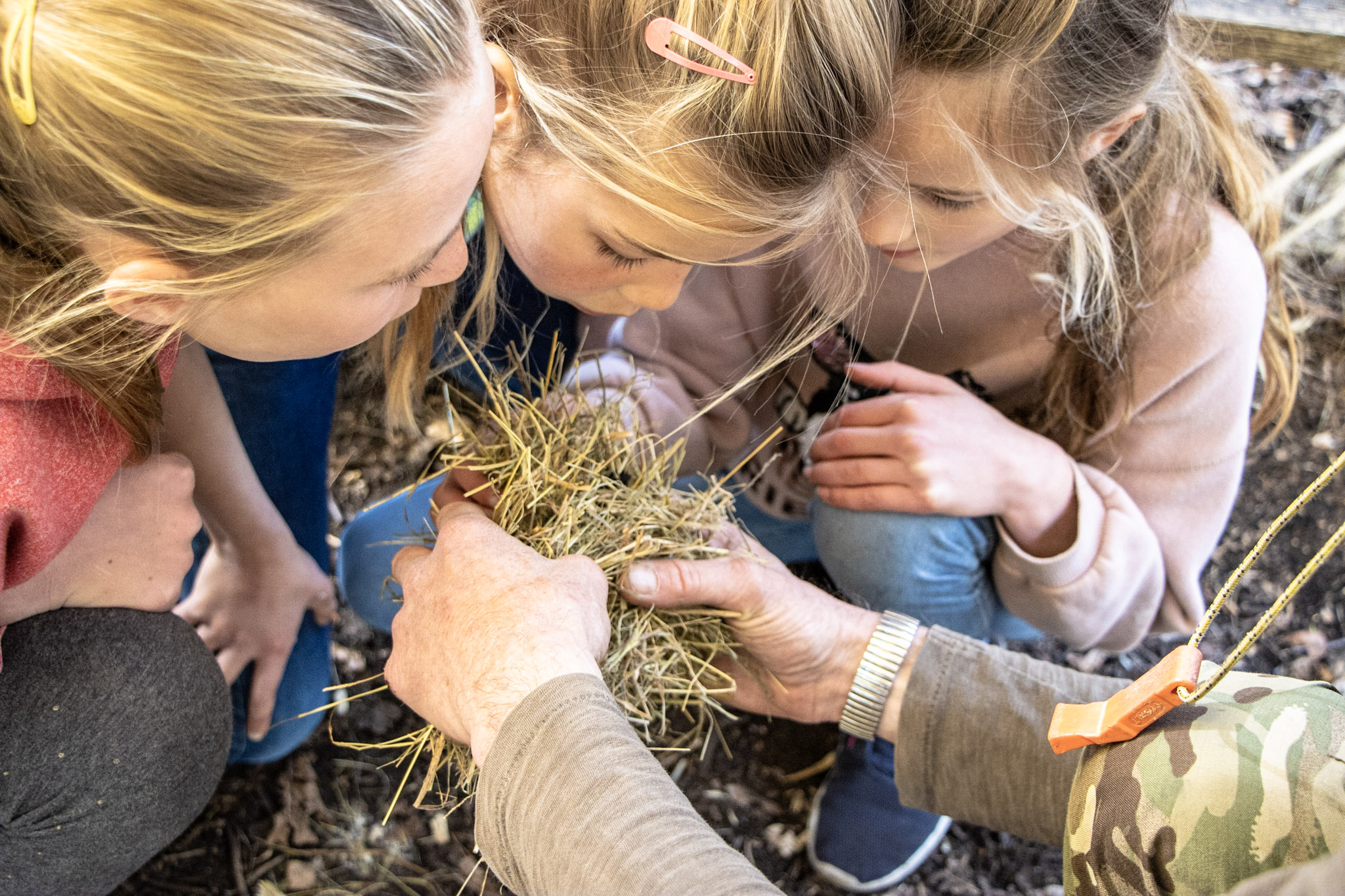 Children taking part in bushcraft activities