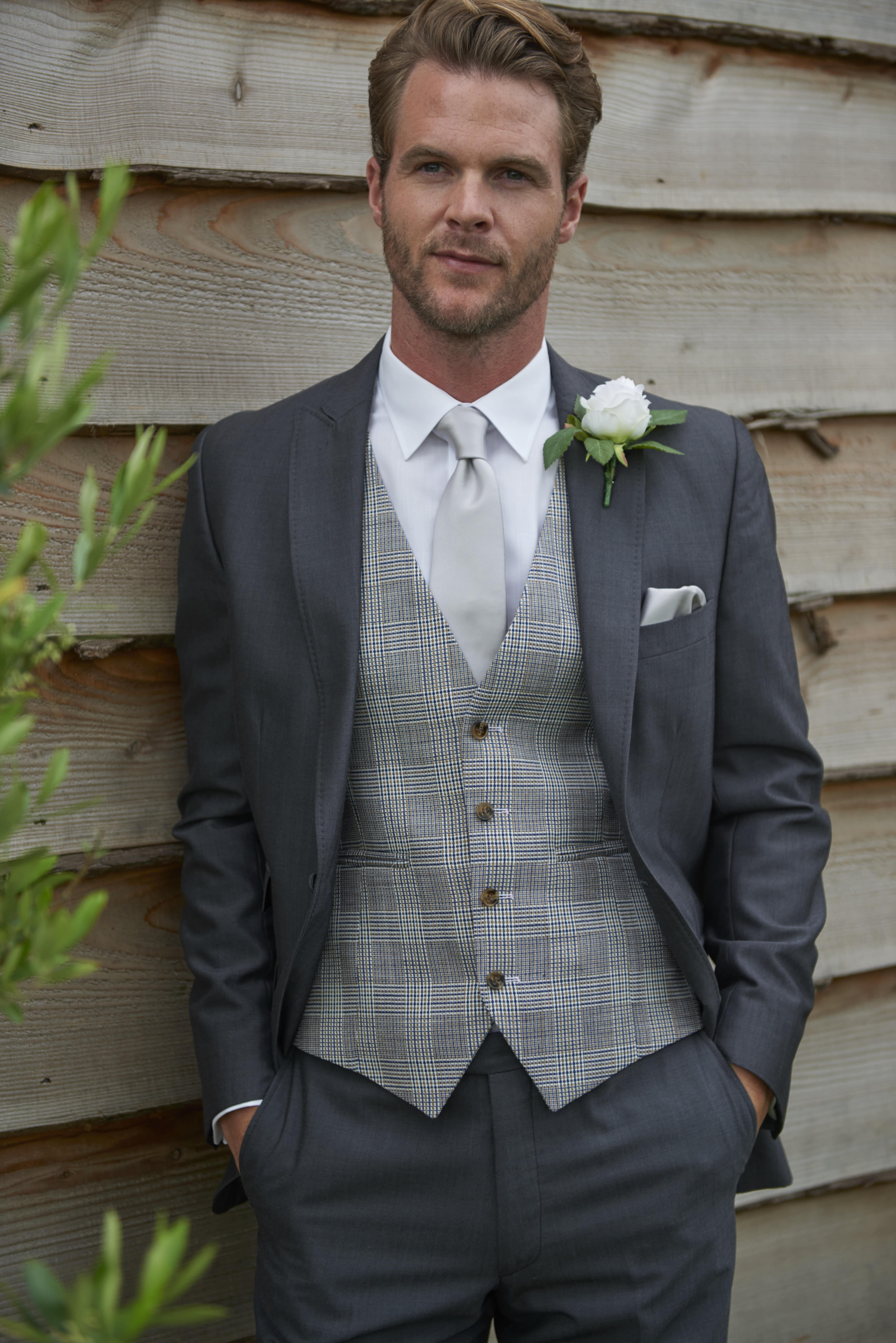 grey and navy wedding suits