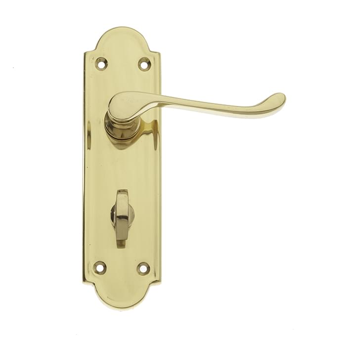 AD33 POL. BRASS 'ASH TREE' BATHROOM LEVER LOCK