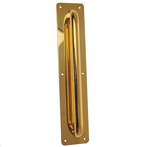 7048 300MM POL. BRASS PULL HANDLE ON PLATE
