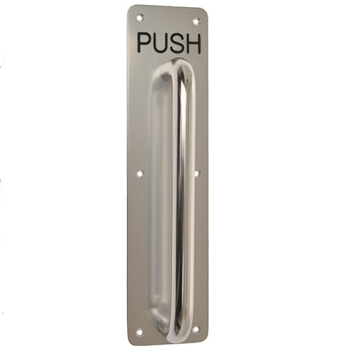 7048 300MM PAA PULL HANDLE ON PLATE ENGRAVED 'PUSH'
