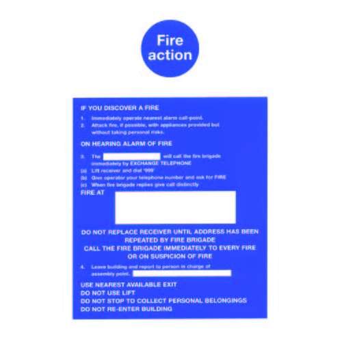 FS33 300 X 200MM FIRE ACTION NOTICE