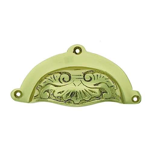 7021 POL. BRASS 'ORNATE' BANKERS DRAWER PULL