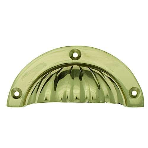 7022 POL. BRASS FLUTED BANKERS DRAWER PULL