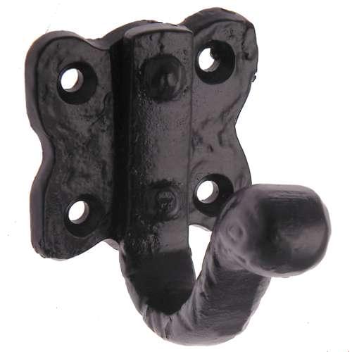 BA19 BLACK ANTIQUE TWISTED WARDROBE HOOK