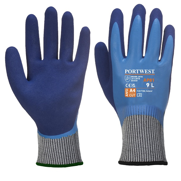 AP81 Portwest Liquid Pro HR Cut Glove Blue