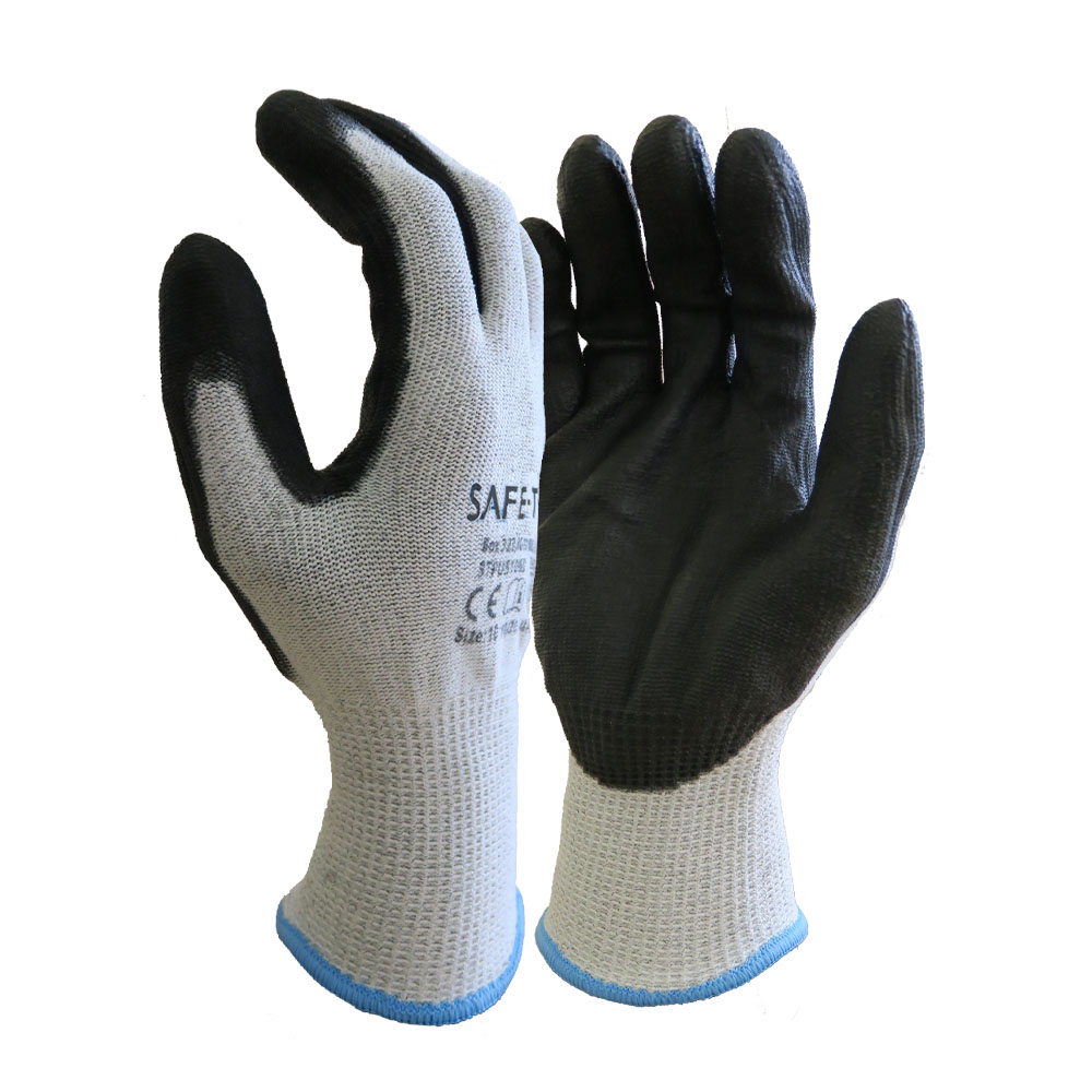 Safe T CUT D PU PALM COATED GREY LINER Glove