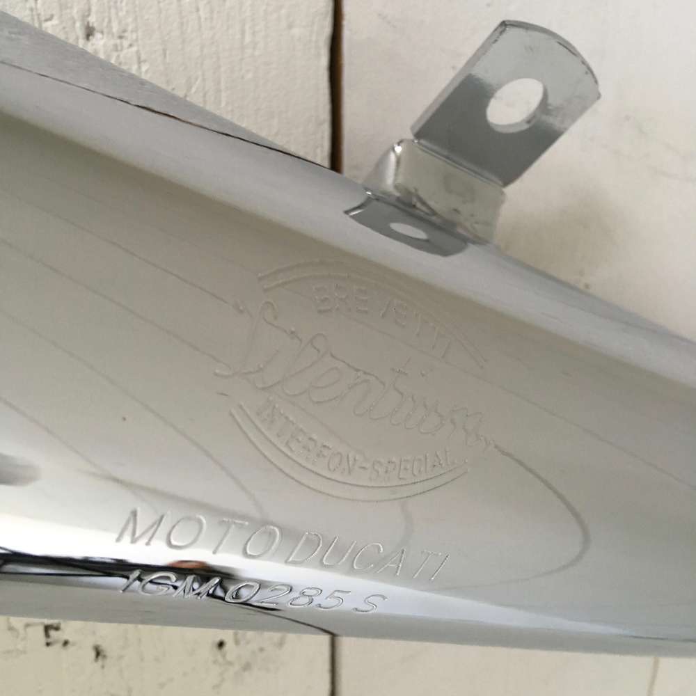 Ducati Single Silentium style silencer 38mm with embossed logo