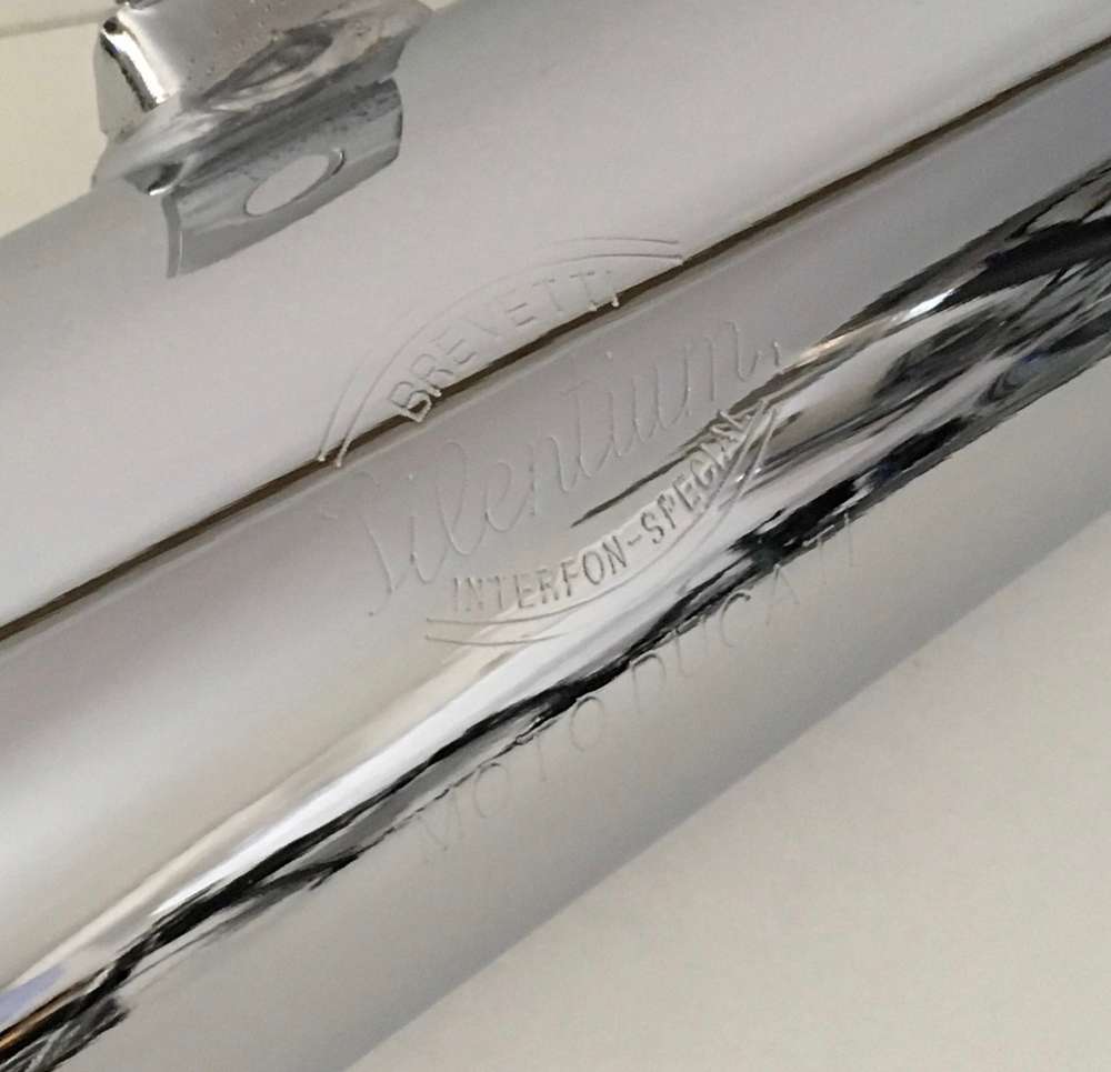Ducati 125/160 Silentium style silencer with embossed logo