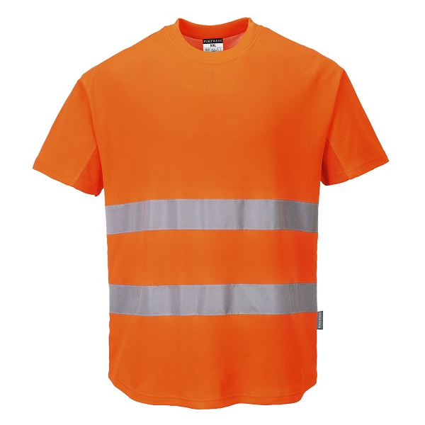 C394 Portwes Hi vis Orange Mesh T-Shirt