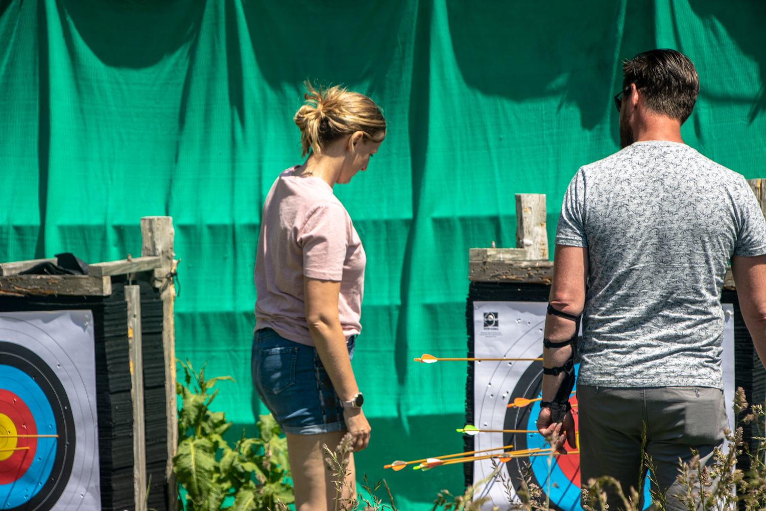 A couple taking part in Big Shot Archery