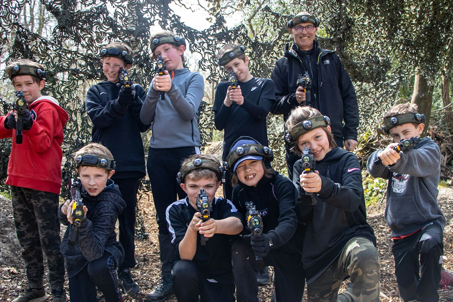 A group of children enjoying a BattleZone laser tag party