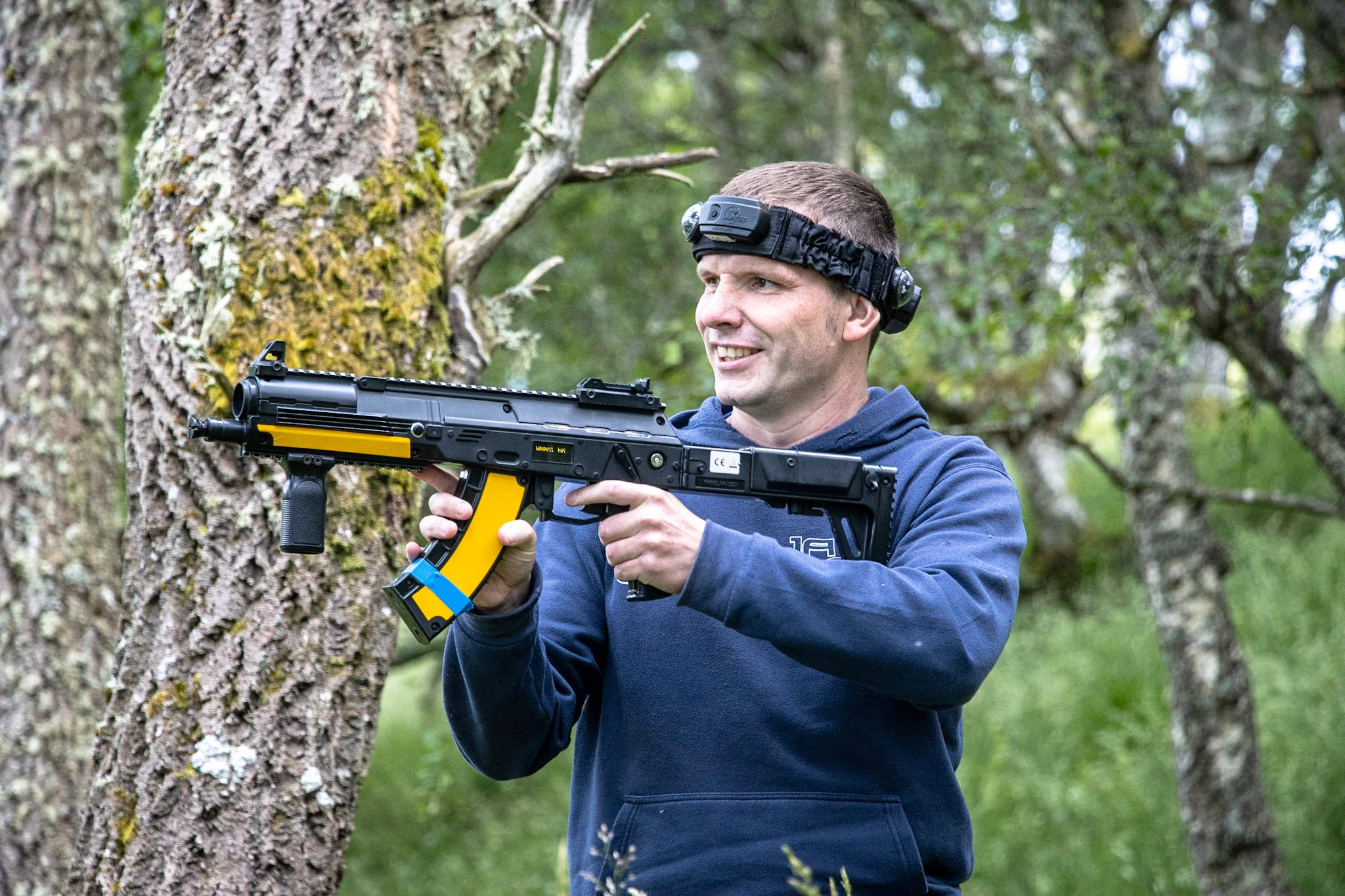 A group of stags taking part in BattleZone laser tag in Scotland