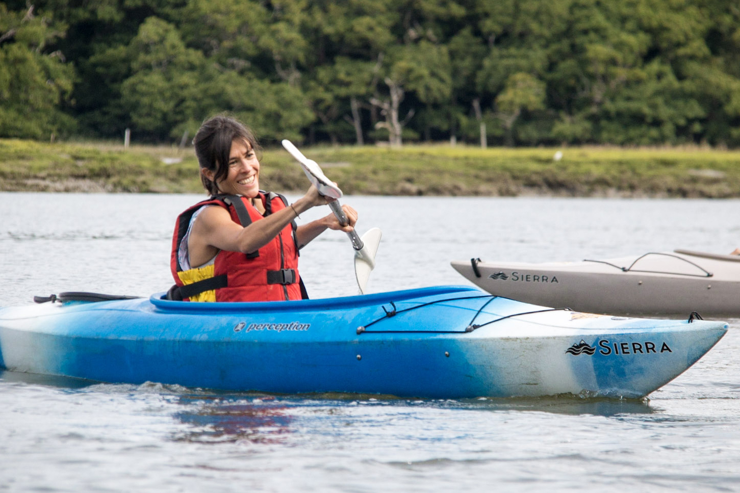 A Mother enjoying a guided kayaking session