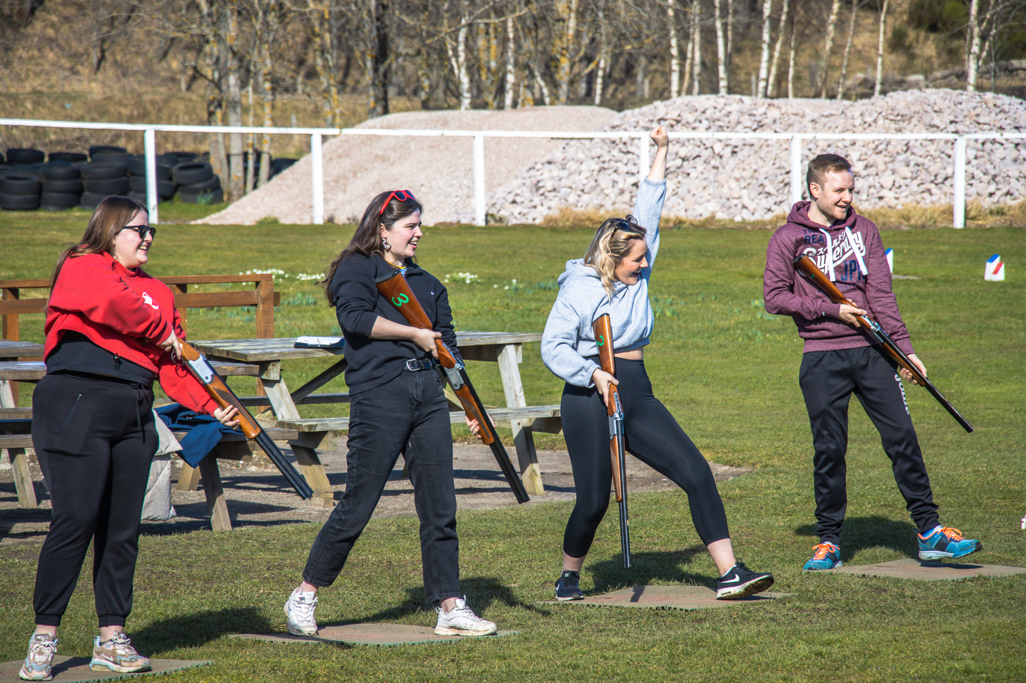 A couple taking part in a Laser Clays session with Cairngorms Activities