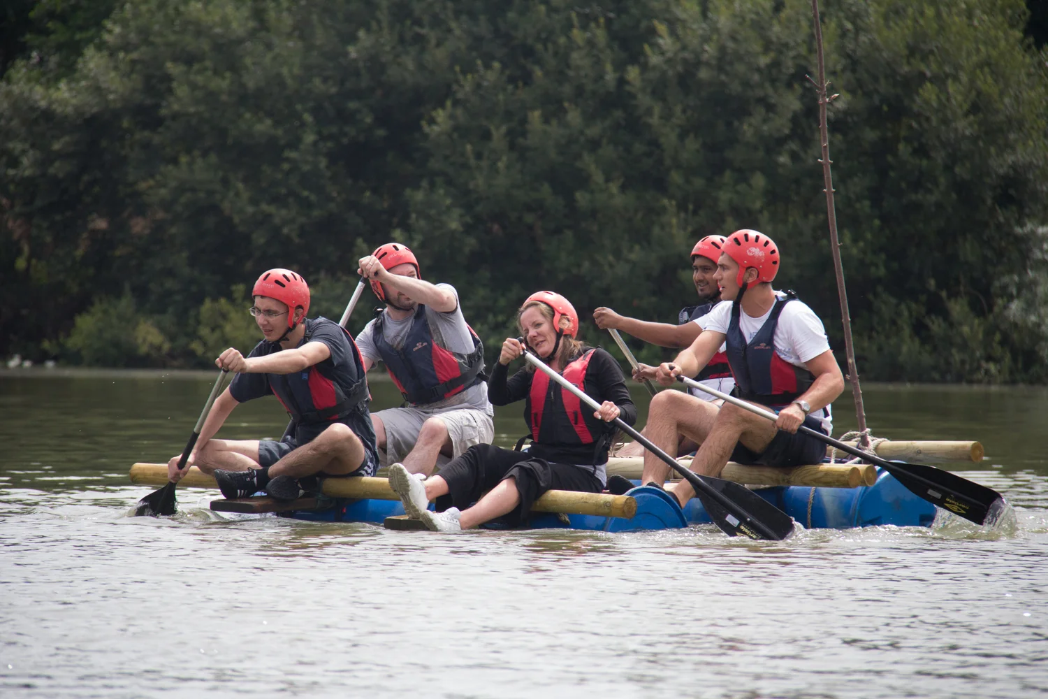 Raft building, a great activity for groups