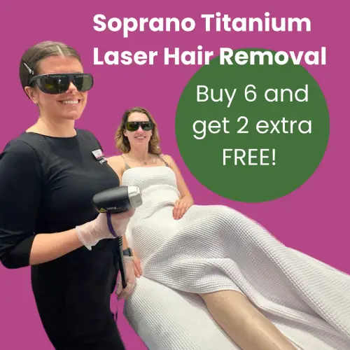 BUY 6 SESSIONS OF SOPRANO TITANIUM LASER HAIR REMOVAL AND RECEIVE 2 FREE SESSIONS