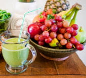 Smoothie and fruit bowl