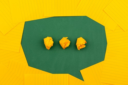 A speech bubble for feedback.