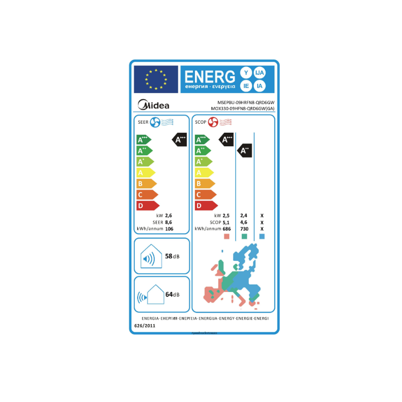 Climatiseur Midea Mural Xtreme Save Pro MSEP-09HFN8AD 9000 Btu/h