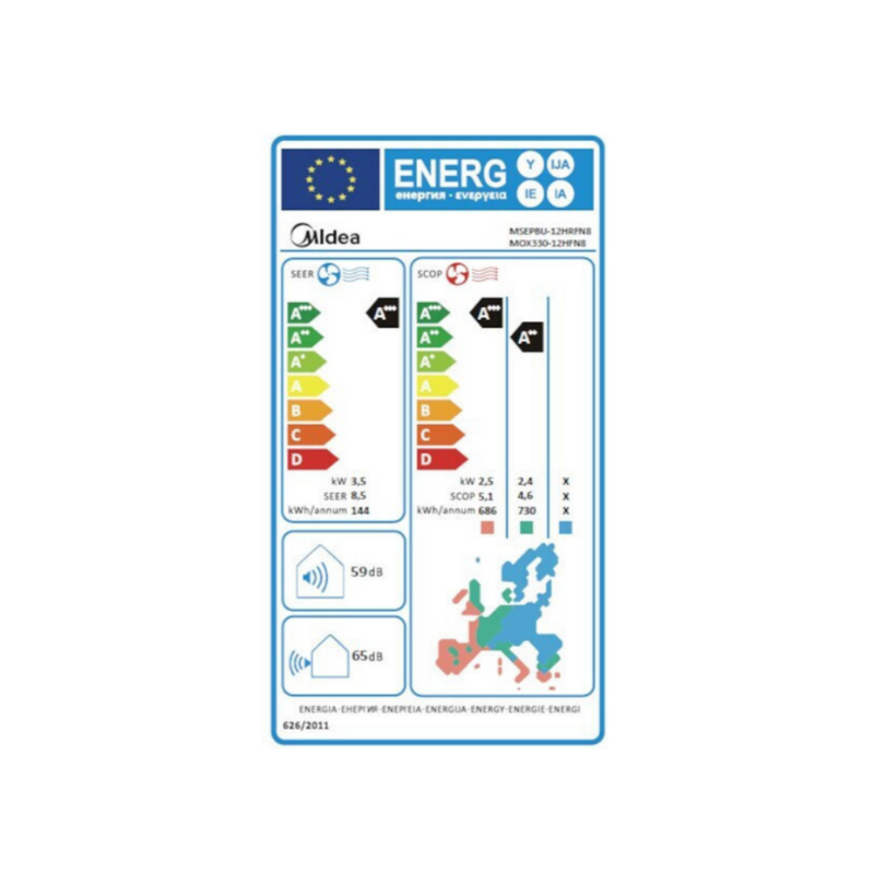 Climatiseur Midea Mural Xtreme Pro Ultimate MSEP/MOX2-12H 3,5kW 12000 Btu/h