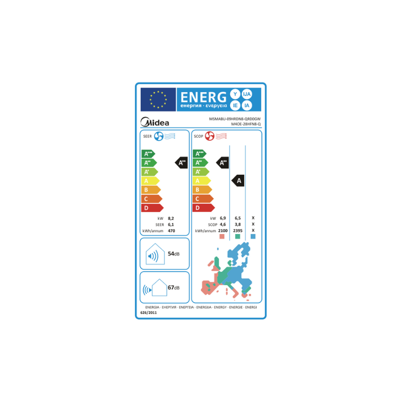 Climatiseur Quadri-Split Midea M4OB-36HFN8-Q 10,5 KW 4 x 9000 Btu/h