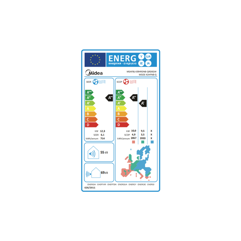 Climatiseur Tri-Split Midea M4OB-36HFN8-Q 10,5 KW 3 x 12000 Btu/h