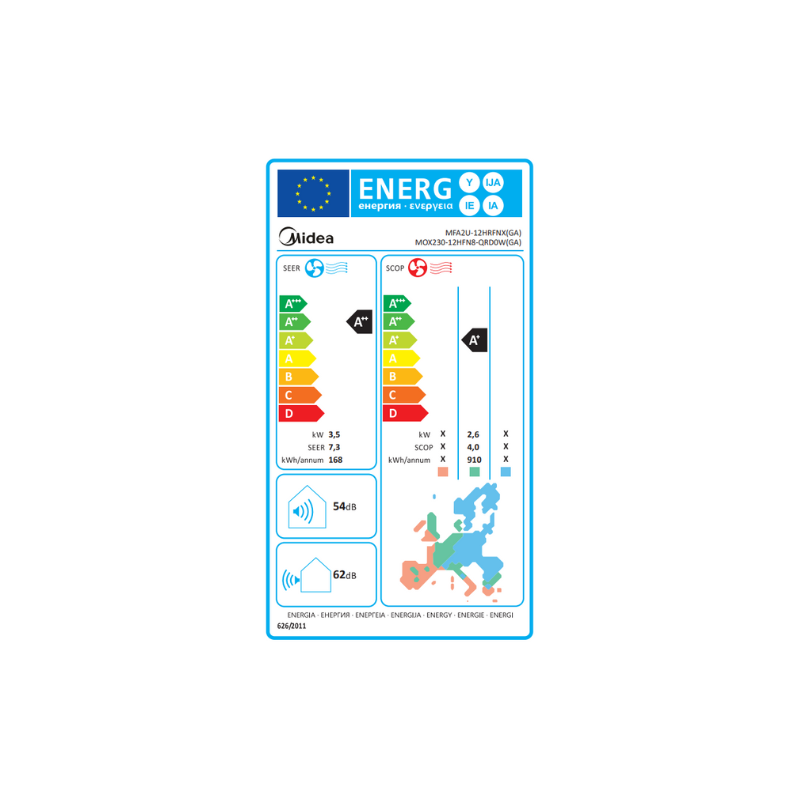 Climatiseur Midea Console MFA2U/MOX230-12H 3,5 kW 12000 Btu/h