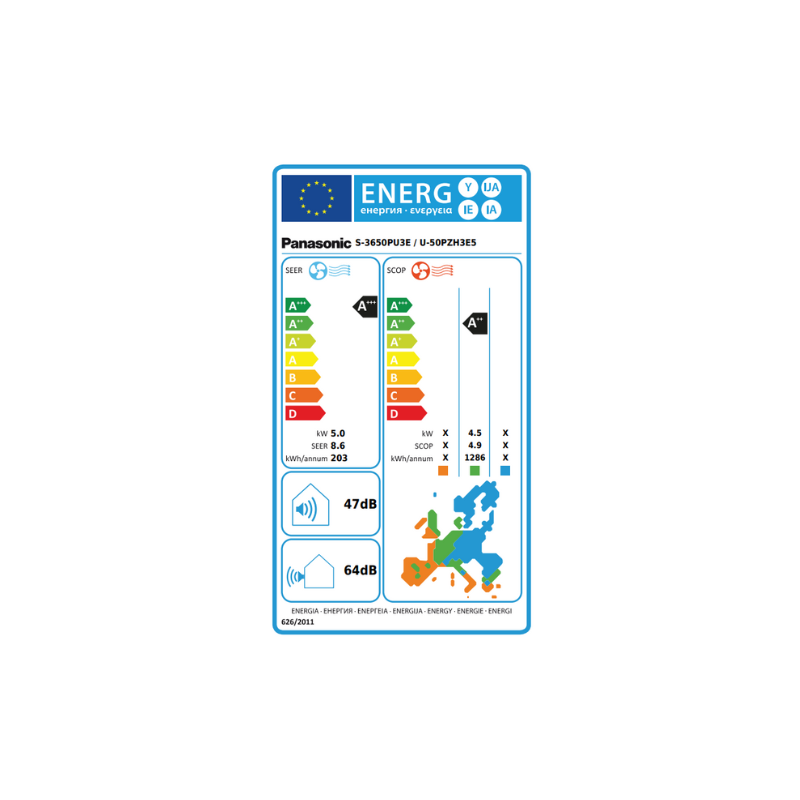 Climatiseur Panasonic Cassette Inverter S-3650PU3E + U-50PZH3E5 220V 5 kW 18000 Btu/h