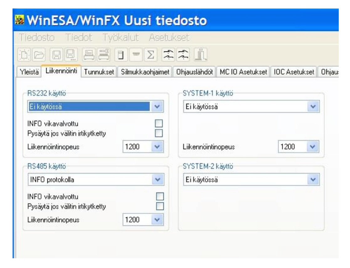ESMI FX - WinFX configuration screen