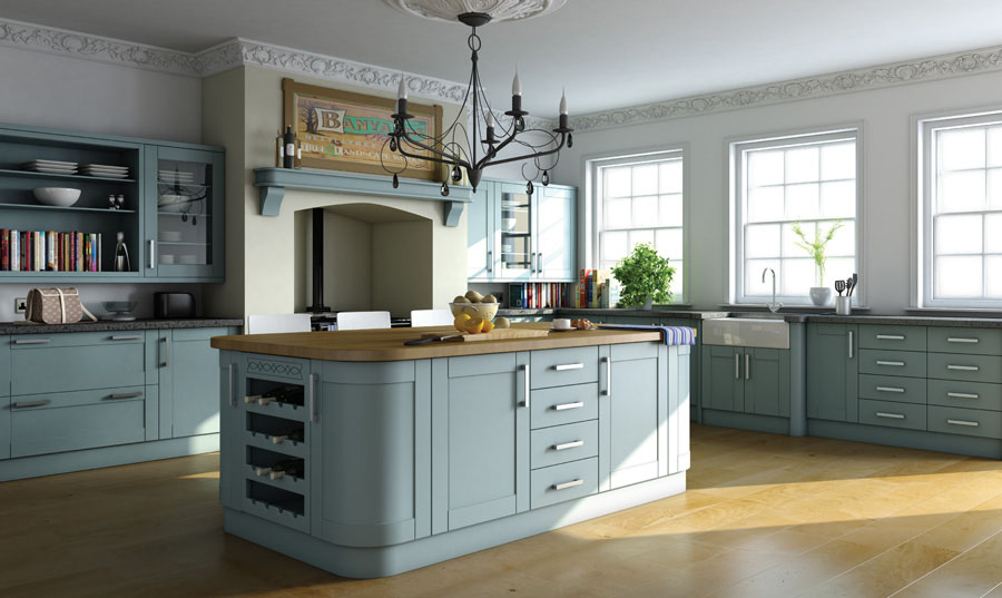 Bella Paintable Shaker Kitchen (Shown in Tropez Blue)