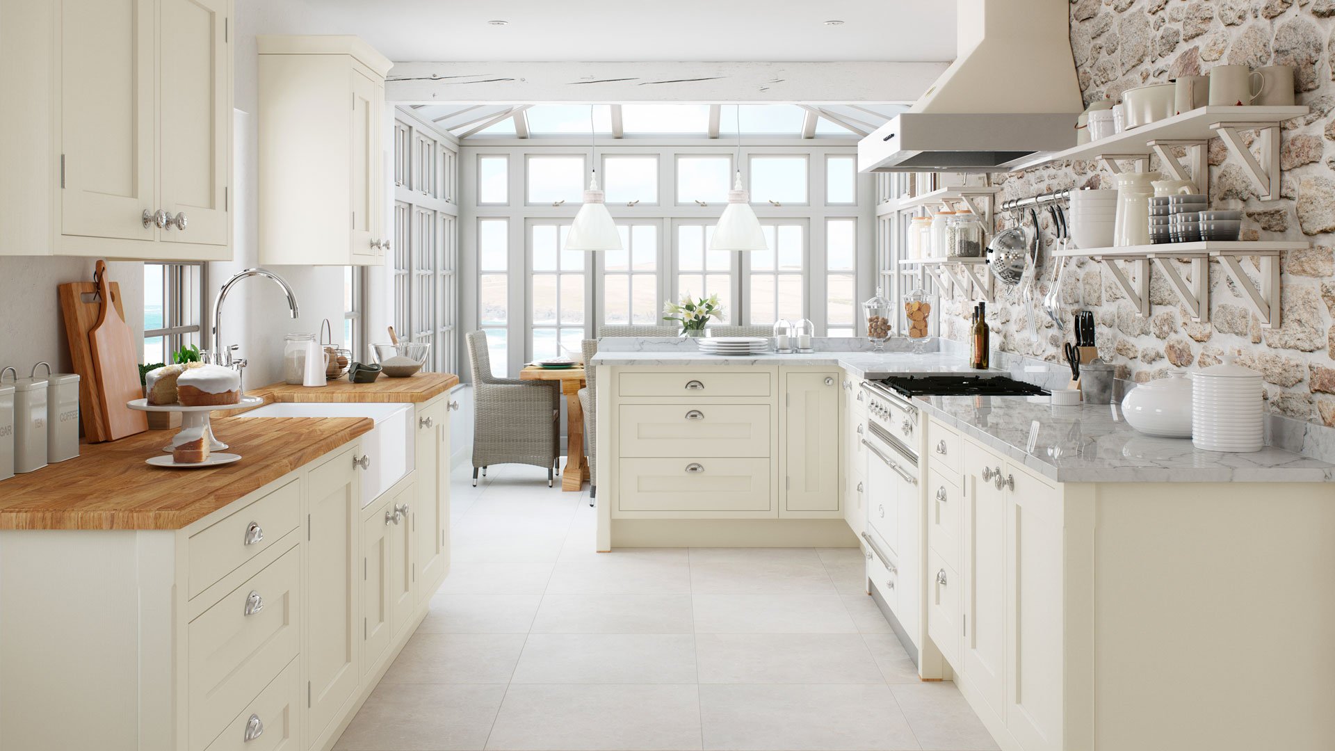 Multiwood Baystone Cream Shaker In-Frame Kitchen