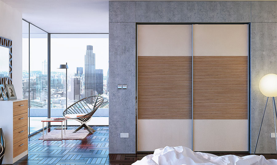 Glidor Cashmere Grey Brown Ontario Walnut Fitted Bedroom
