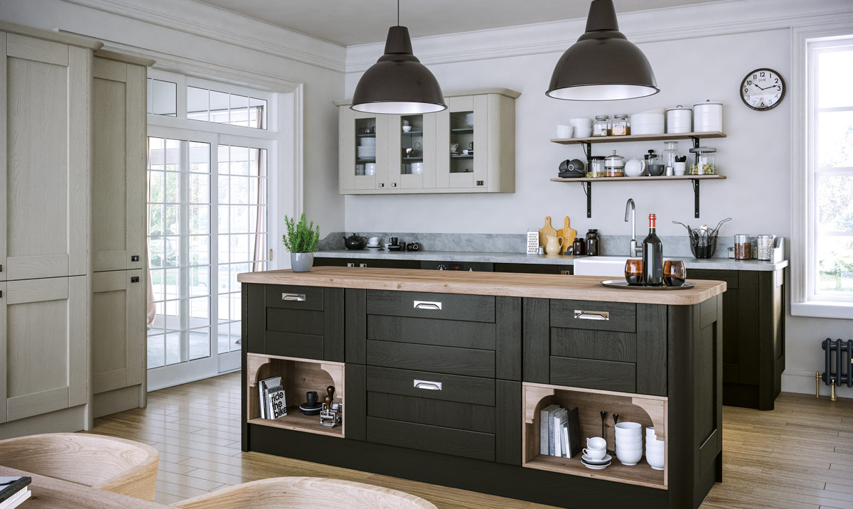 Pronto Wilton Oakgrain Graphite, Oakgrain Grey Kitchen