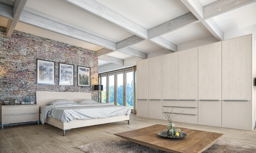 Valore White Swiss Larch and Cashmere Bedroom