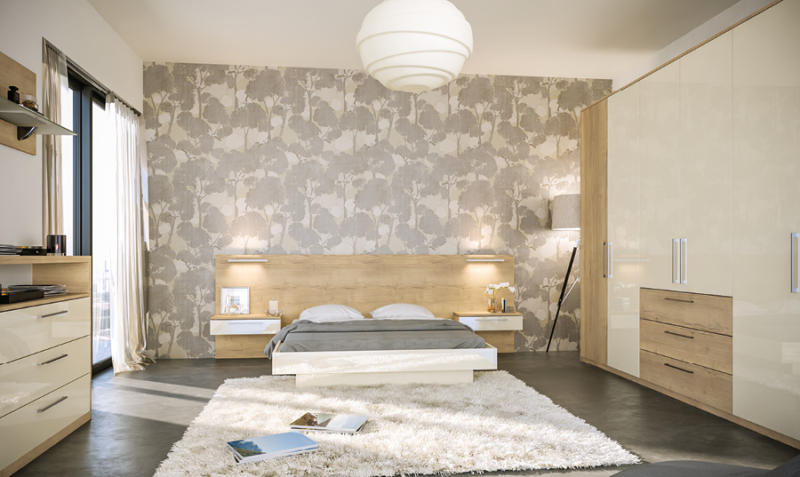 Zurfiz Halifax Natural Oak Ultragloss Cream Bedroom