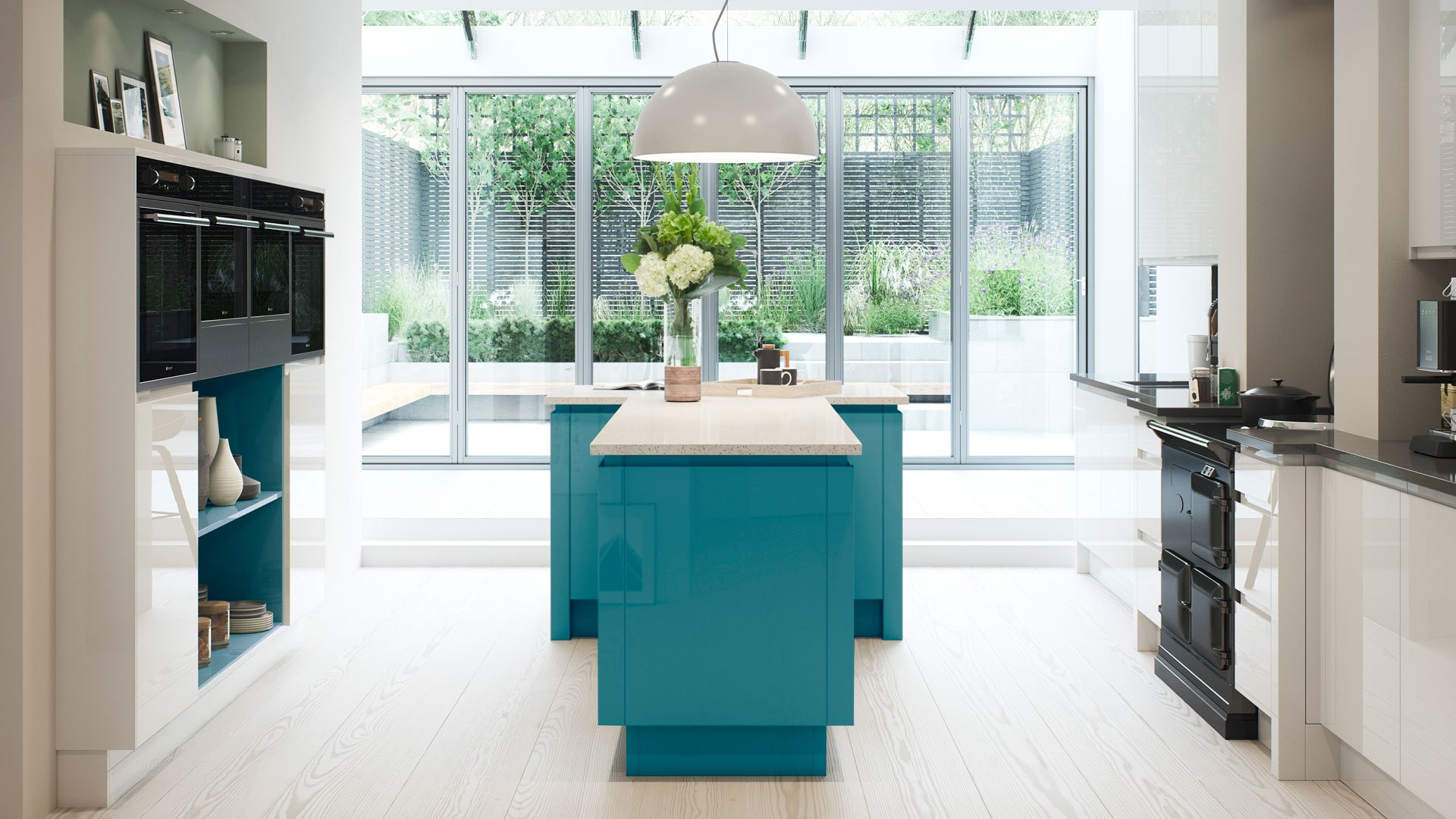 Multiwood Welford - Bright White & Sky Blue Kitchen